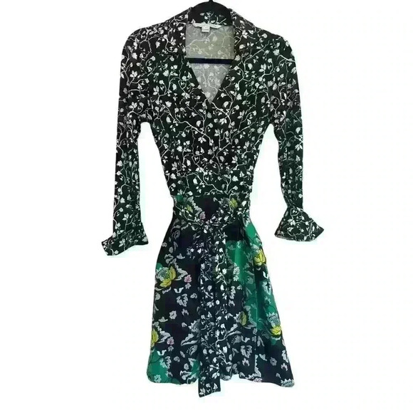 Diane Von Furstenberg Dresses & Skirts - Diane von Furstenberg Amelianna 3/4 Sleeve Wrap Dress Cotton Silk Blend Sz 10